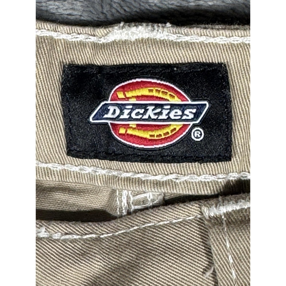 Dickies Shorts Womens 27 Beige Twill Cargo Utility Workwear Logo Stretch - Picture 2 of 10